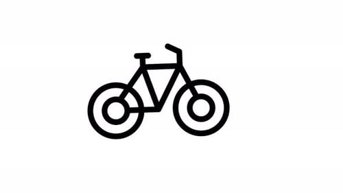 Minimalist Animated Bicycle Outline Icon with Rotating Wheels