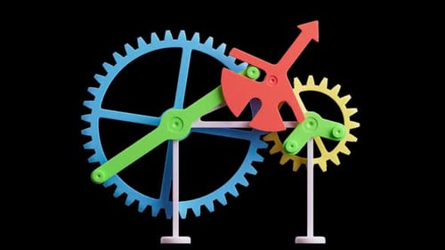 Animated Colorful Gears and Levers Mechanical System Loop