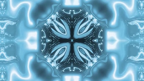 Abstract Blue Glowing Kaleidoscope Motion Background Loop