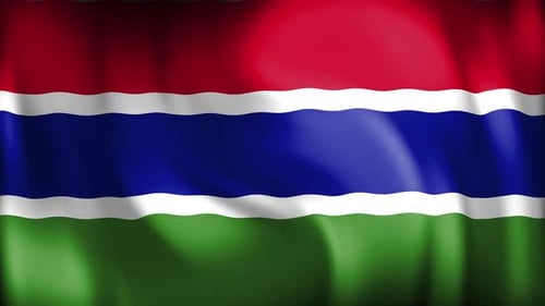 Gambia National Flag Waving Loop Background