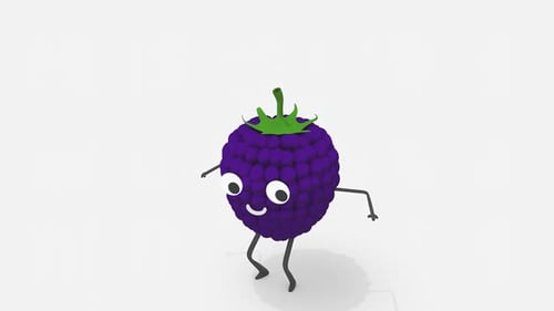 Animated Dancing Blackberry Fruit Character