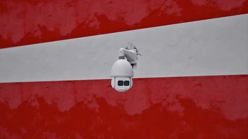 Cctv Security Camera And Austria Flag Printed Wall