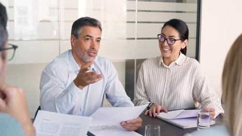 International Professional People Group Working at Team Meeting in Office