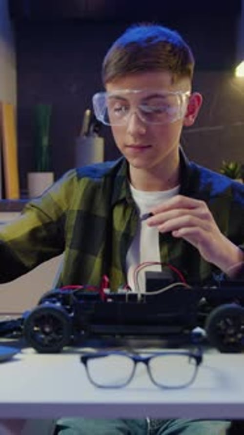 Influencer Boy Recording Video Blog Web Cam Vlogger Home Live Stream Male Teenage Sitting at the