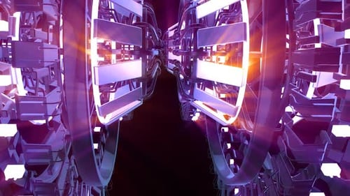 Abstract Futuristic Tunnel Loop with Glowing Metallic Elements