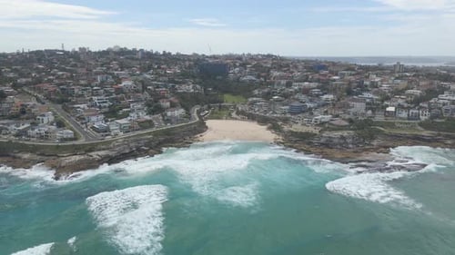 Bird's Eye View Of Suburban Coastline In New South Wales. Tamarama Beach In Eastern Suburbs Of Sydne
