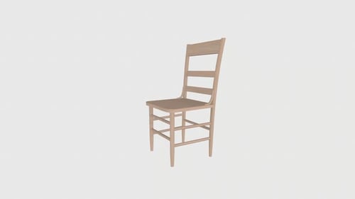 Wooden Chair rotation in loop on white background