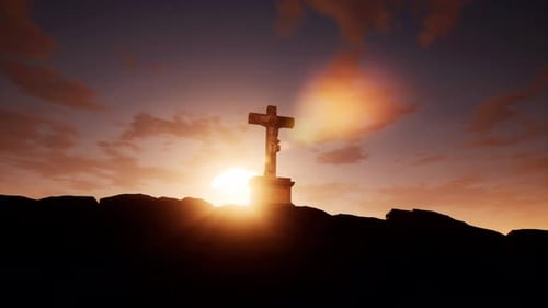 Jesus Christ Cross Silhouette Golden Sunset Resurrection Easter