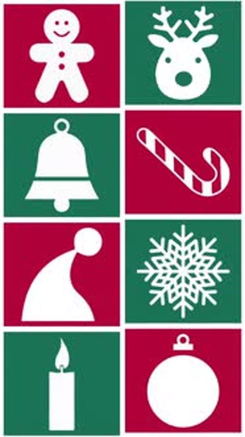 Vertical Seamless Loop Animation with Flat Christmas Icons Reindeer Snowflake Bell Candy Cane Hat