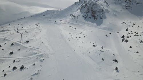 Aerial View of People Skiing