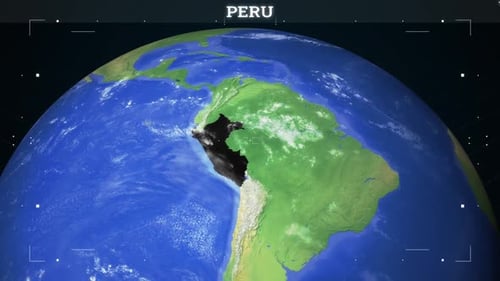 Animated 3D Earth Zoom to Peru Map Highlight
