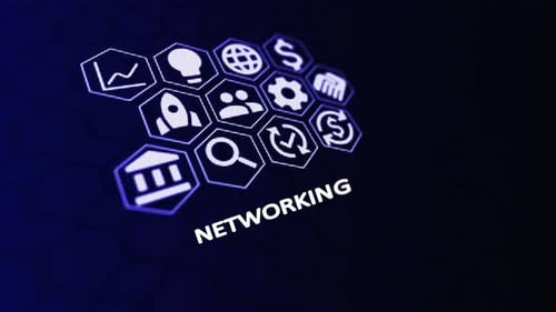 Futuristic Digital Hexagon Icons Reveal for Business Networking