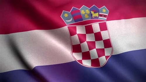 Croatia Wavy Flag In The Wind In Slow Motion Waving Official Flag