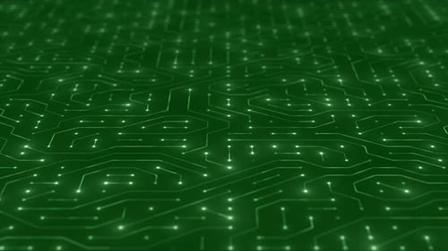 green circuit board motion background