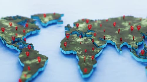 Navigation concept. World wide web. World map with cargo delivery plan. Network connection and globa
