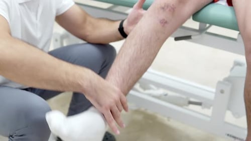 Medical Exam of Injured Leg and Foot