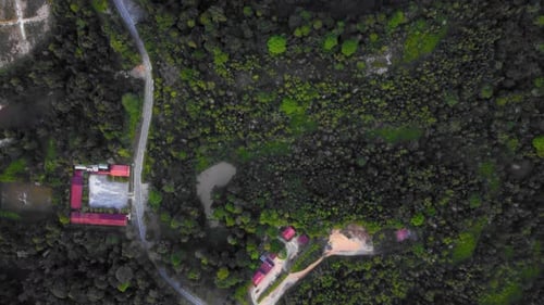 Amazing cinematic 4K residential drone footage after deforestation issue consists of many homes, roa
