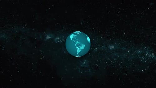 Realistic Earth planet Rotates on space or galaxy and stars milky way, Animation Earth planet. 1292