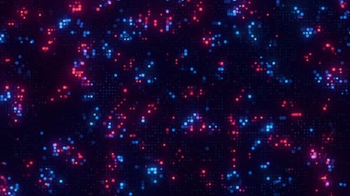 Hightech-Big-Data-Verarbeitung, Animation, KI, künstliche Intelligenz, Matrixtechnologie, Bewegung, Blinken