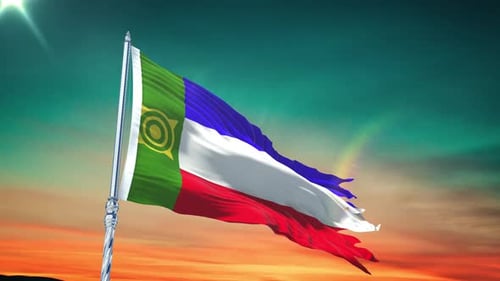 Waving Flag Against Sunset Sky Animation