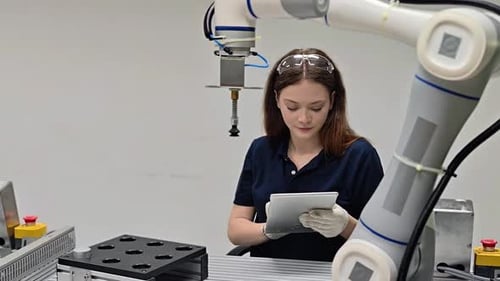Démonstration de l'automatisation robotique dans les chaînes de montage industrielles par un technicien qualifié