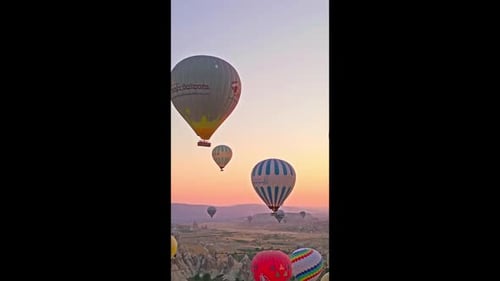 Hot Air Balloons Over Cappadocia - Aerial View