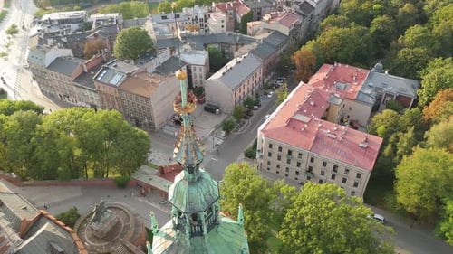 Aerial View of Wawel Royal Castle Tourist Attraction in the Historical Center of Krakow on a Summer