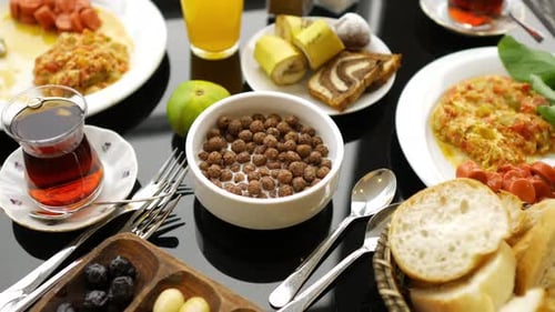 Nutritious Breakfast Spread with Fruit and Vegetables