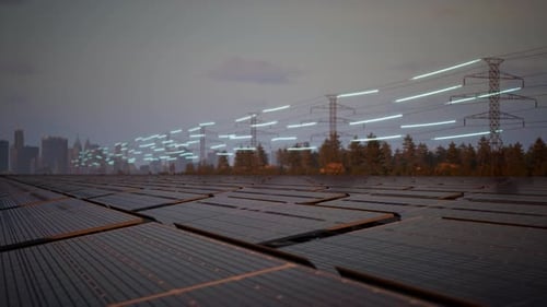 Modern Renewable Energy Grid with Power Flow Animation