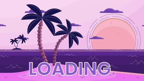 Beach palms sunset line 2D loading animation