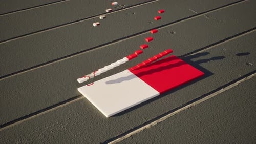 Malta Flag Formation Animation from Red and White Blocks