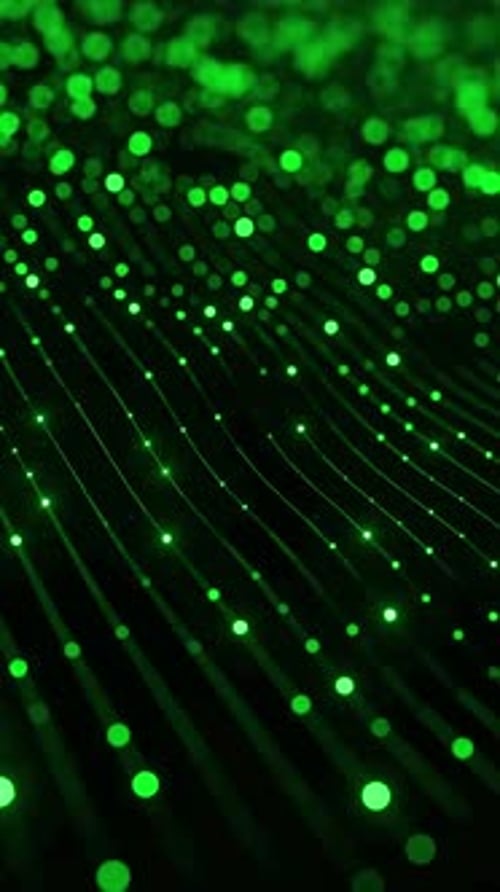 Futuristic Green Data Stream Digital Network Background