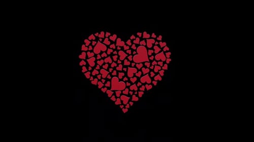 Animated Red Hearts Forming Love Shape