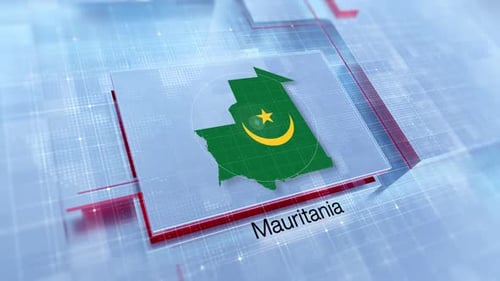 Animated Mauritania Map with Flag for Digital Corporate Broadcast