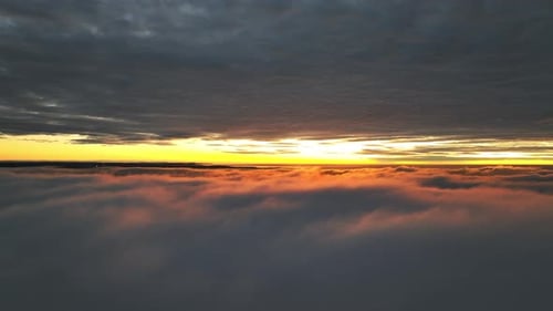 4K Drone Aerial view of Cloudscape at sunrise.