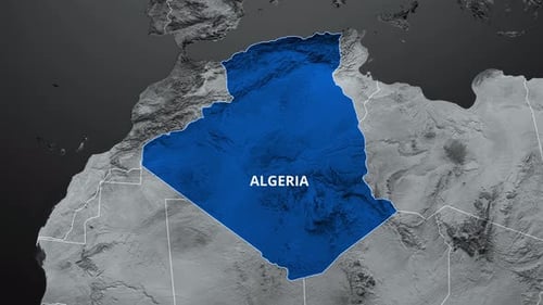 Algeria Map Highlight Animation with Terrain Detail