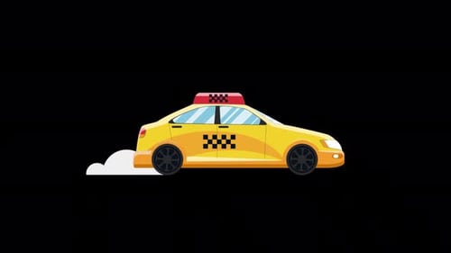 Taxi Car Driving Alpha Channel 4K