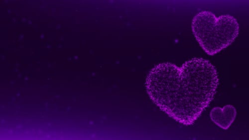 Animated Twinkling Purple Hearts Particle Background