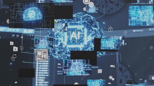 Rotierende Videowand zur Visualisierung des Gehirns mit künstlicher Intelligenz