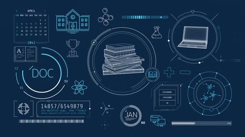 Animated Infographics On The Theme Of Learning And Education 4K