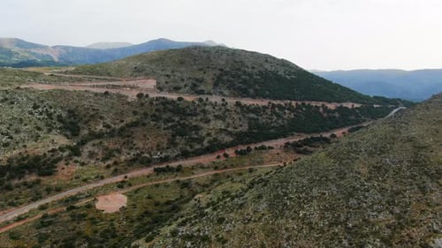 Landscape of paths over the mountains in Crete, Greece