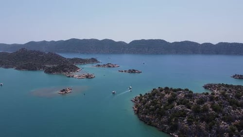 Aerial view of Kekova Gulf and Kekova Island 4K