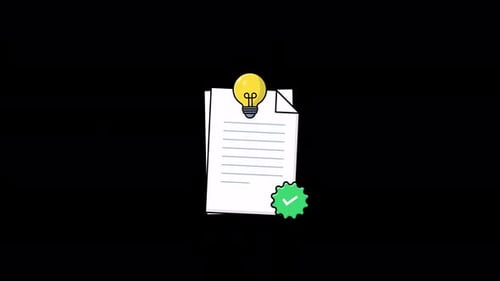 Animated Document with Idea Bulb and Approved Symbol. Project Approval Concept Video - Transparent