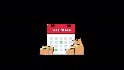 Flat Design Calendar with Package Delivery Animation