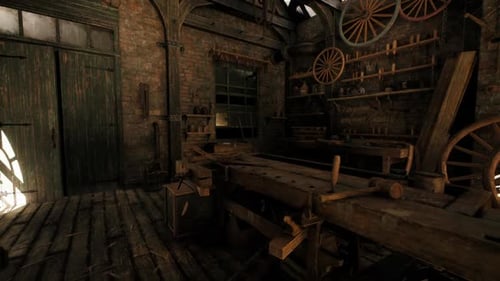 Desolate and Battered Workshop Exudes Mood of Neglect and Despair