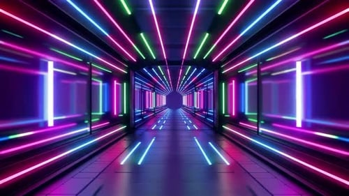 Futuristic Neon Light Tunnel Loop Background