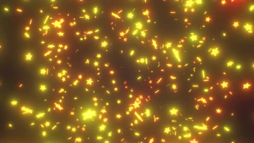 Abstract Glowing Gold Stars Confetti Loop Background