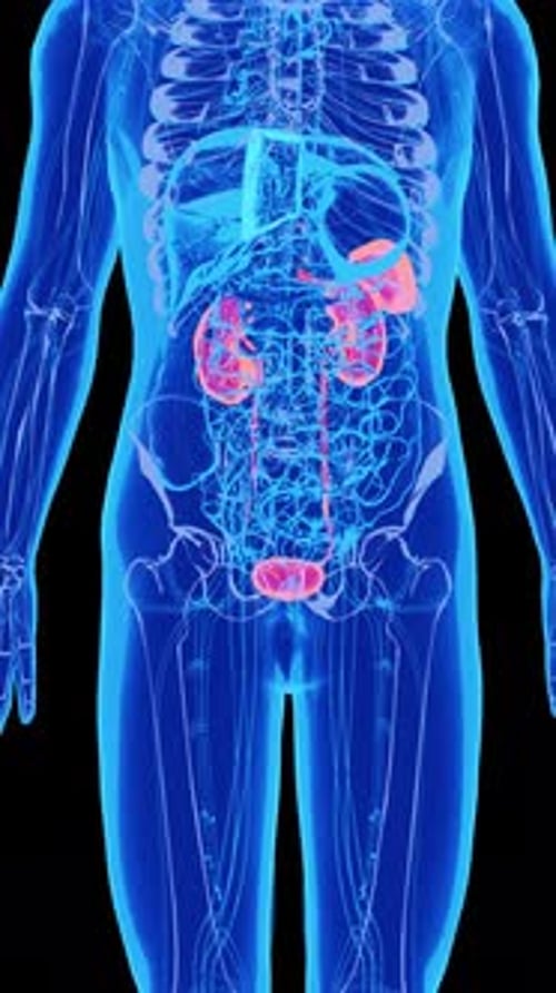 3D Render of Human Urinary System Anatomy