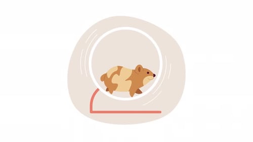 Animated Hamster Running in Wheel Flat Design Loop