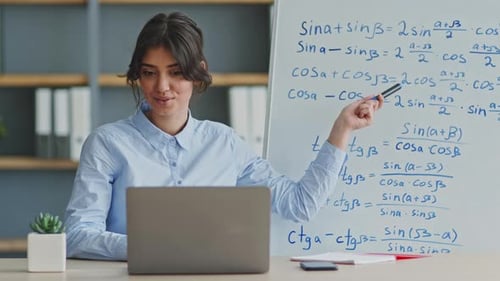 Young Woman Teaching Math Online